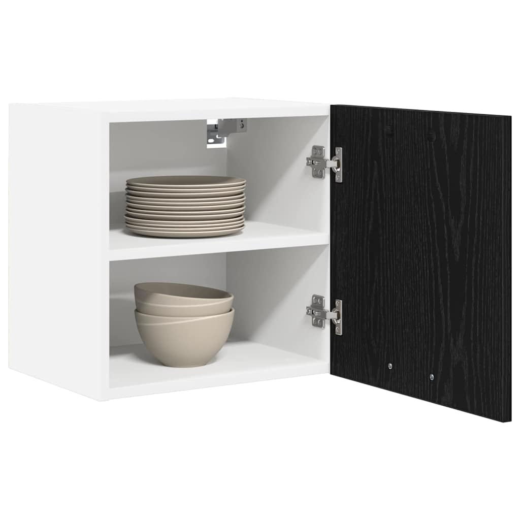 vidaXL Hanging Cabinet Black Oak and White 40 x 31 x 40 cm