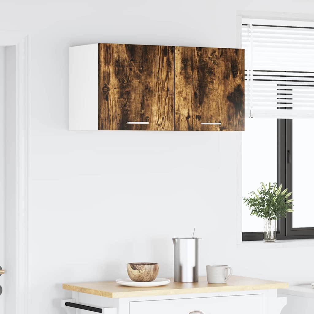 vidaXL Hanging Cabinet 2 pcs Smoked Oak and White 40 x 31 x 40 cm