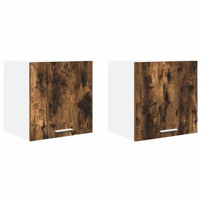 vidaXL Hanging Cabinet 2 pcs Smoked Oak and White 40 x 31 x 40 cm