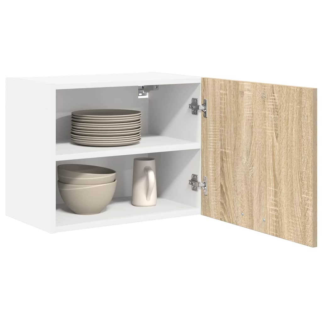 vidaXL Hanging Cabinet Sonoma Oak and White 50 x 31 x 40 cm