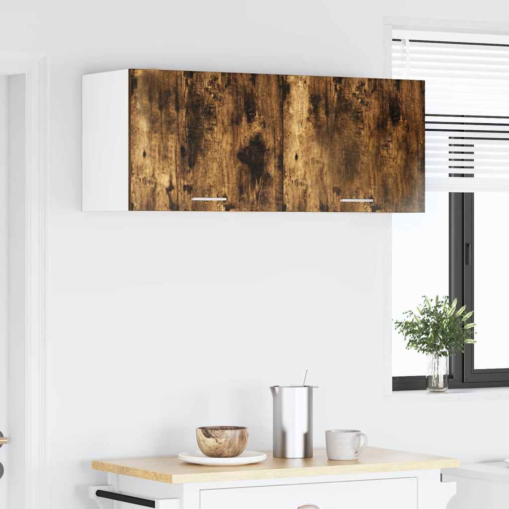 vidaXL Hanging Cabinet with Door Smoked Oak and White 50 x 31 x 40 cm