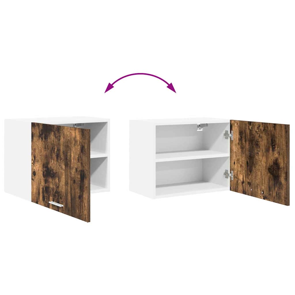 vidaXL Hanging Cabinet with Door Smoked Oak and White 50 x 31 x 40 cm
