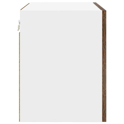 vidaXL Hanging Cabinet with Door Smoked Oak and White 50 x 31 x 40 cm