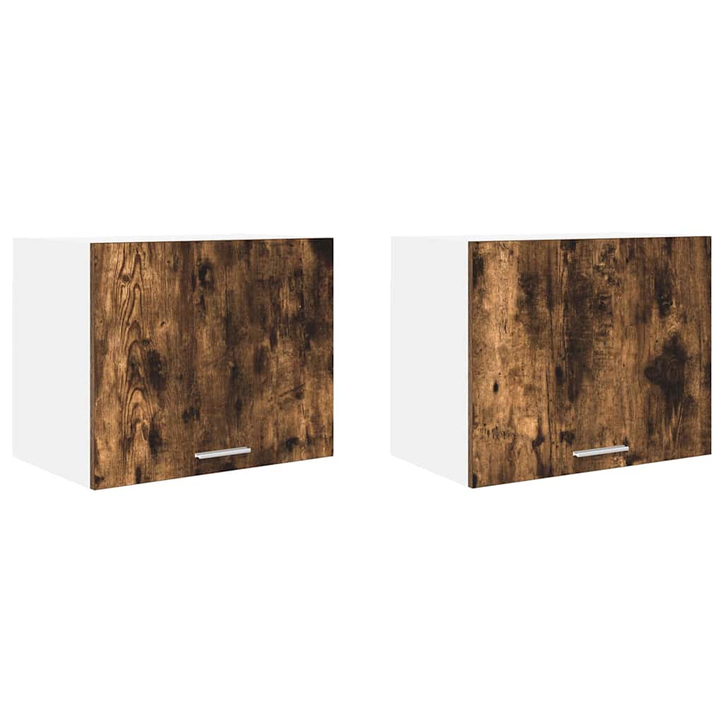 vidaXL Hanging Cabinet 2 pcs Smoked Oak and White 50 x 31 x 40 cm