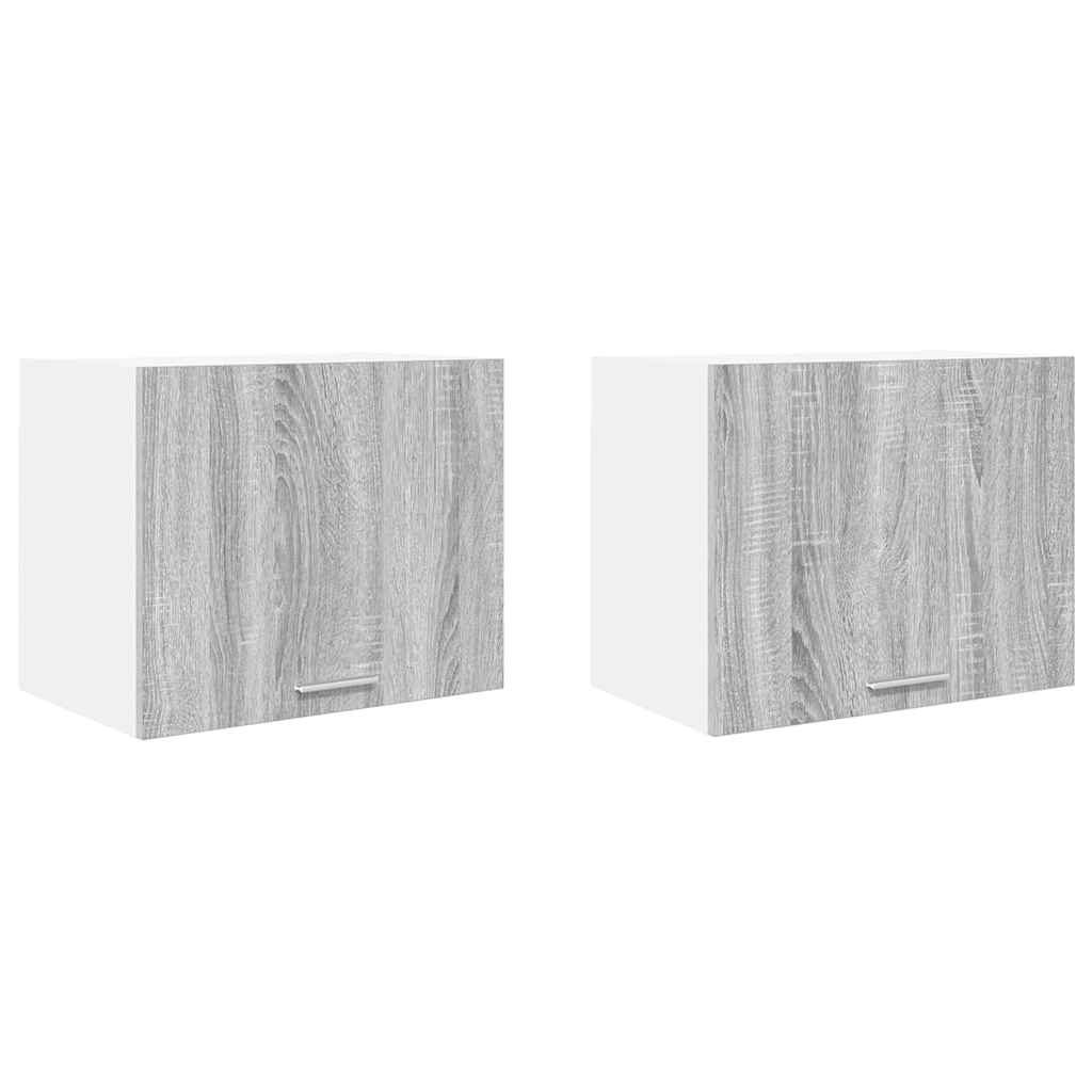 vidaXL Hanging Cabinet 2 pcs Grey Sonoma and White 50 x 31 x 40 cm