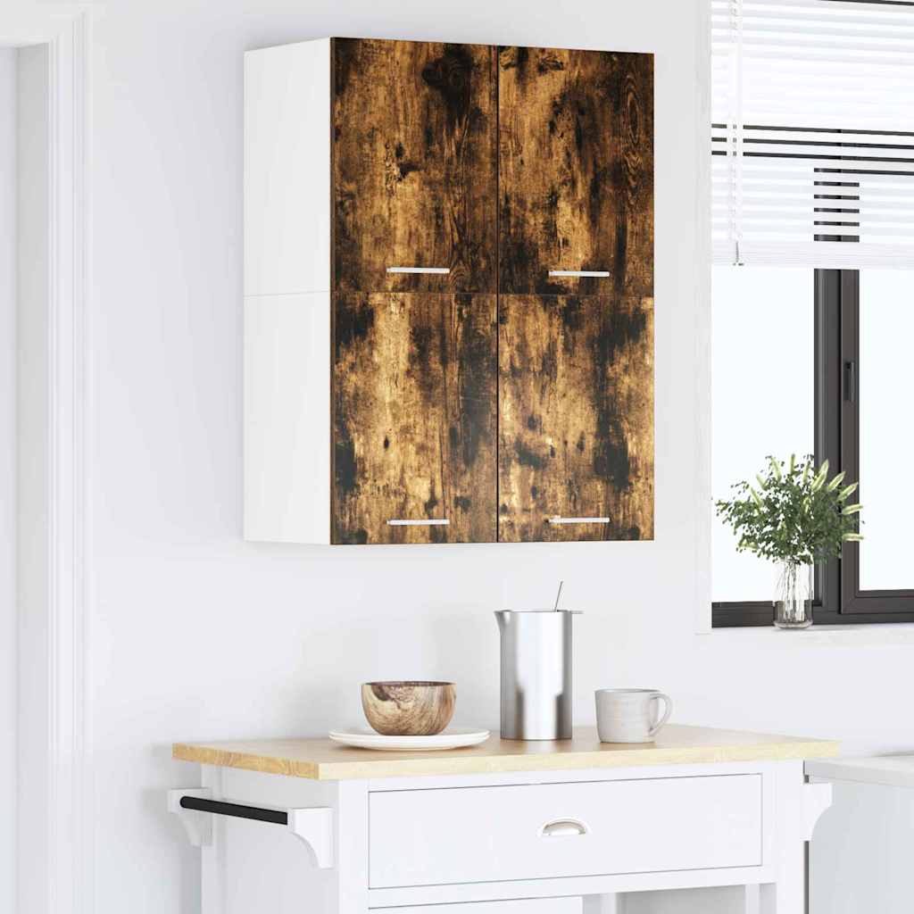 vidaXL Hanging Cabinet with Door Smoked Oak and White 60 x 31 x 40 cm