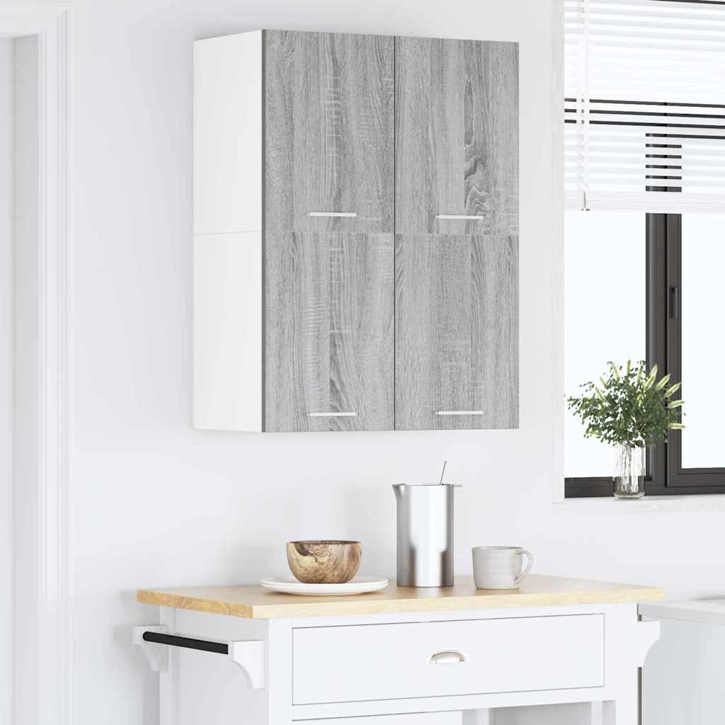 vidaXL Hanging Cabinet Grey Sonoma and White 60 x 31 x 40 cm