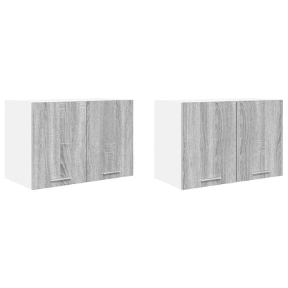 vidaXL Hanging Cabinet 2 pcs Grey Sonoma and White 60 x 31 x 40 cm