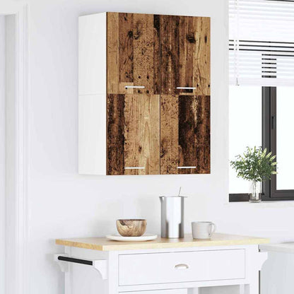 vidaXL Hanging Cabinet 2 pcs Old Wood and White 60 x 31 x 40 cm