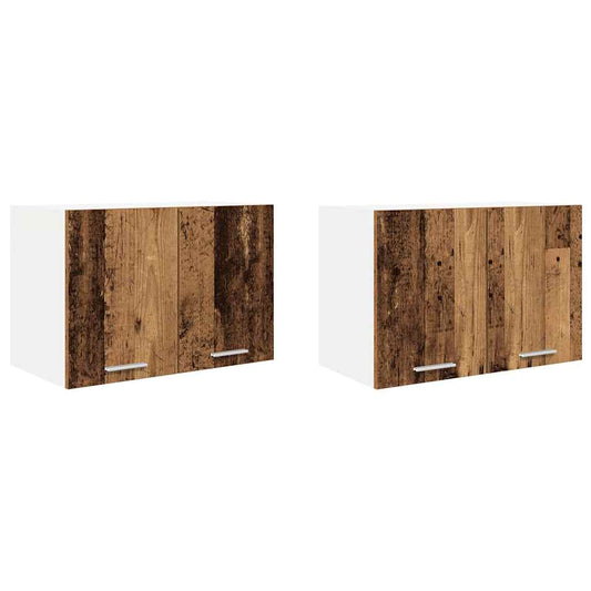 vidaXL Hanging Cabinet 2 pcs Old Wood and White 60 x 31 x 40 cm