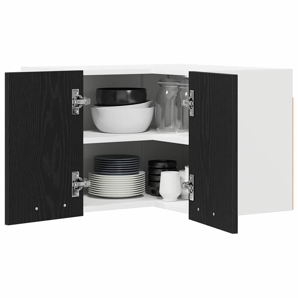 vidaXL Hanging Cabinet Black Oak and White 57 x 57 x 40 cm