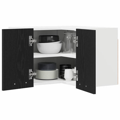 vidaXL Hanging Cabinet Black Oak and White 57 x 57 x 40 cm