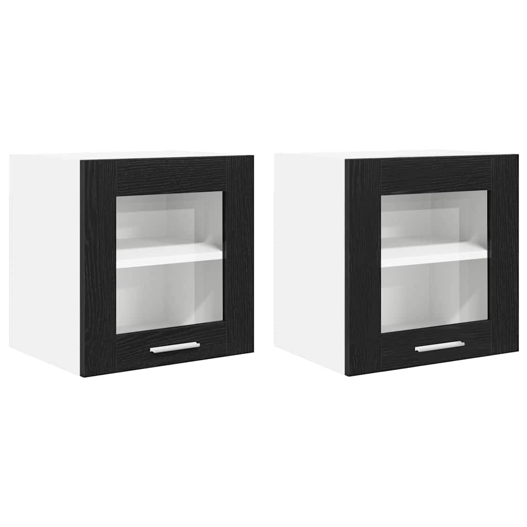 vidaXL Hanging Cabinet 2 pcs Black Oak 40 x 31 x 40 cm Engineered Wood