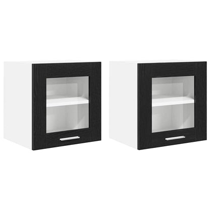 vidaXL Hanging Cabinet 2 pcs Black Oak 40 x 31 x 40 cm Engineered Wood