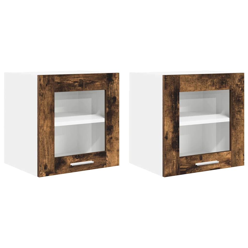 vidaXL Hanging Cabinet with Storage 2 pcs Smoked Oak 40 x 31 x 40 cm