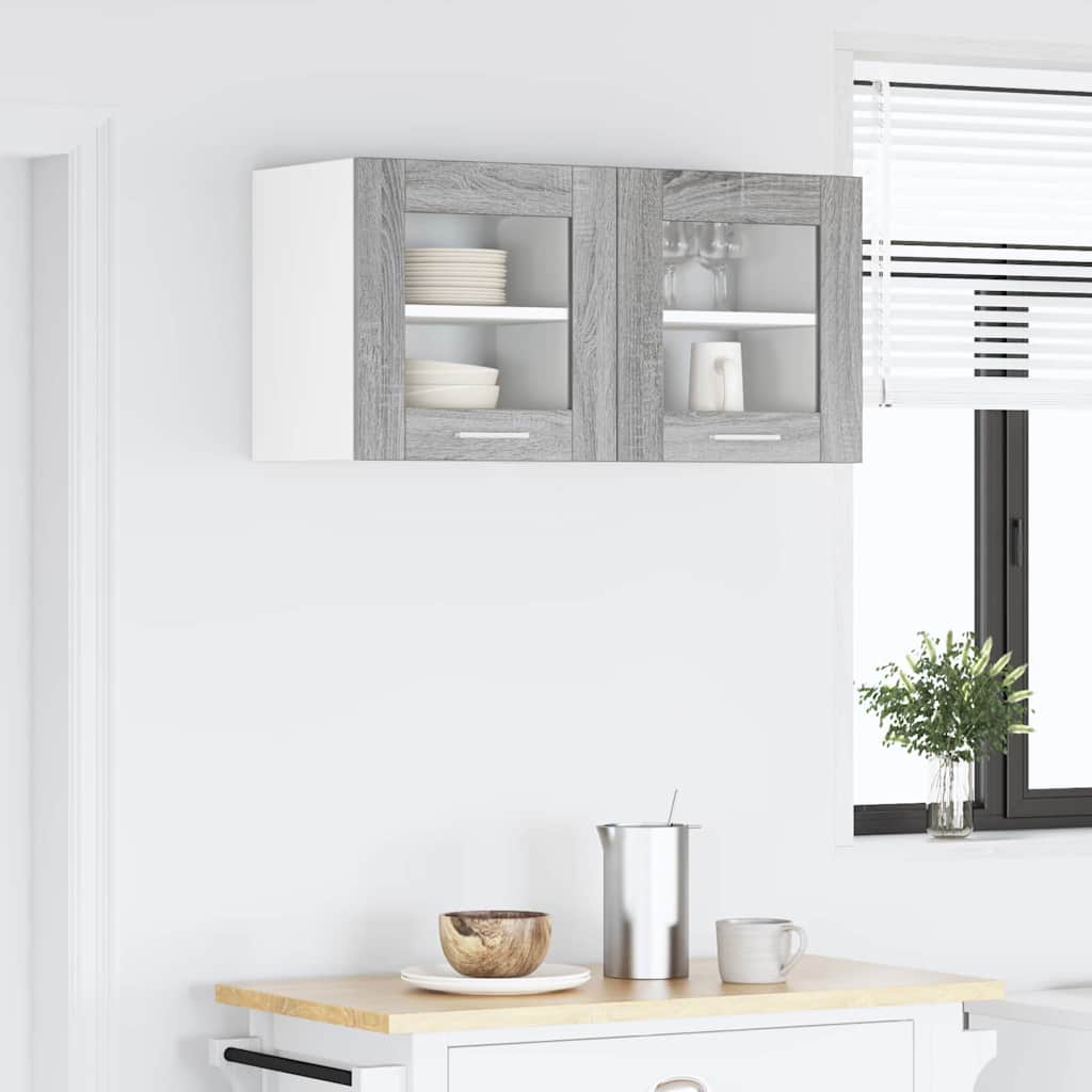 vidaXL Hanging Cabinet with Storage 2 pcs Grey Sonoma 40 x 31 x 40 cm