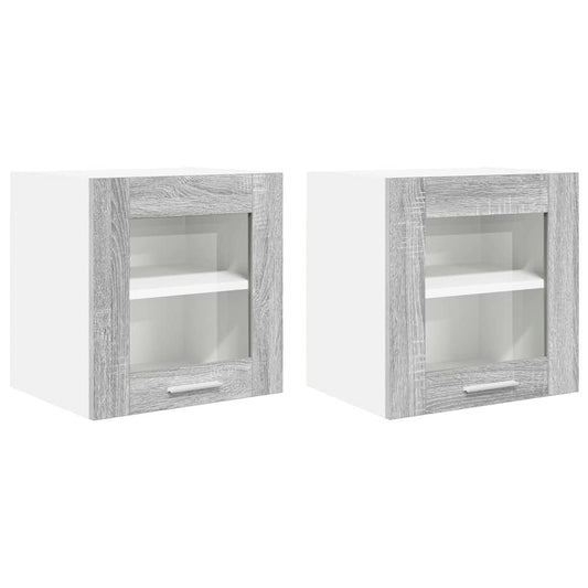 vidaXL Hanging Cabinet with Storage 2 pcs Grey Sonoma 40 x 31 x 40 cm