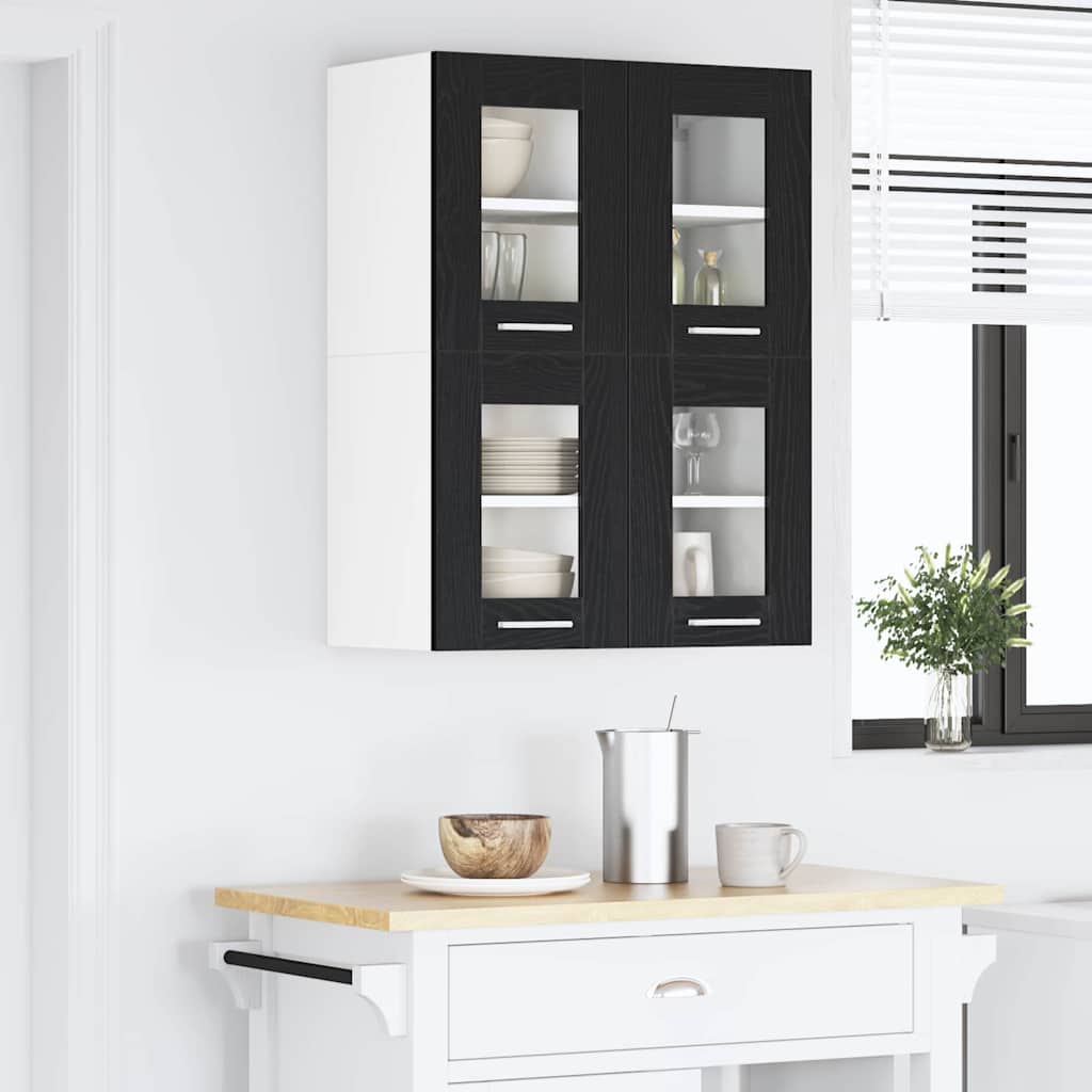 vidaXL Hanging Cabinet 2 pcs Black Oak 60 x 31 x 40 cm Engineered Wood