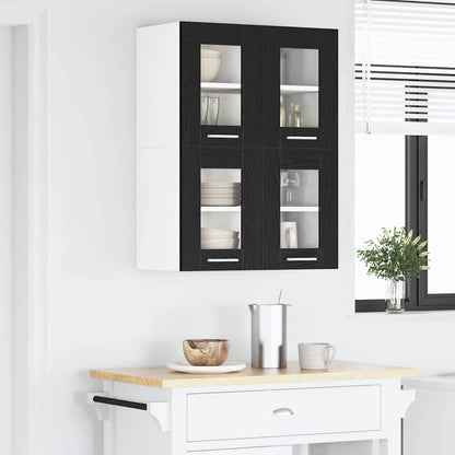 vidaXL Hanging Cabinet 2 pcs Black Oak 60 x 31 x 40 cm Engineered Wood
