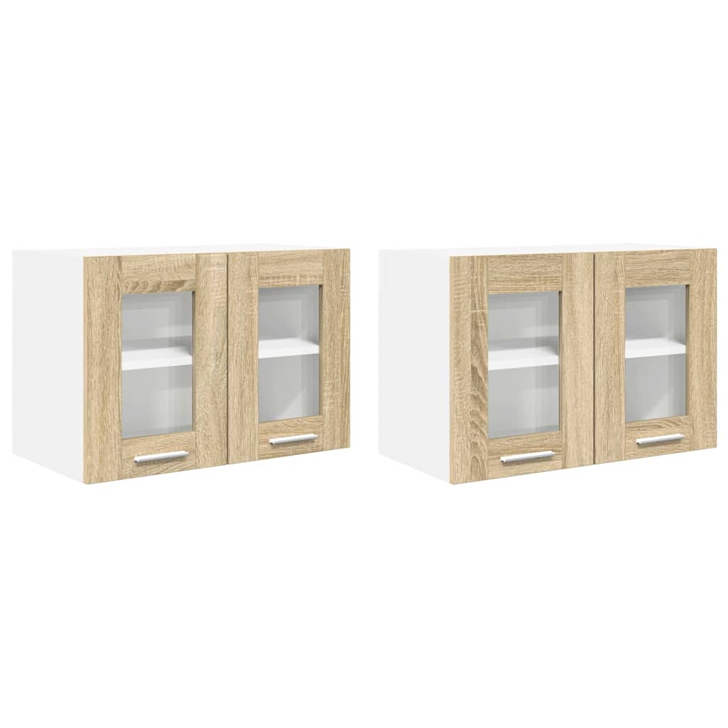vidaXL Hanging Cabinet with Storage 2 pcs Sonoma Oak 60 x 31 x 40 cm