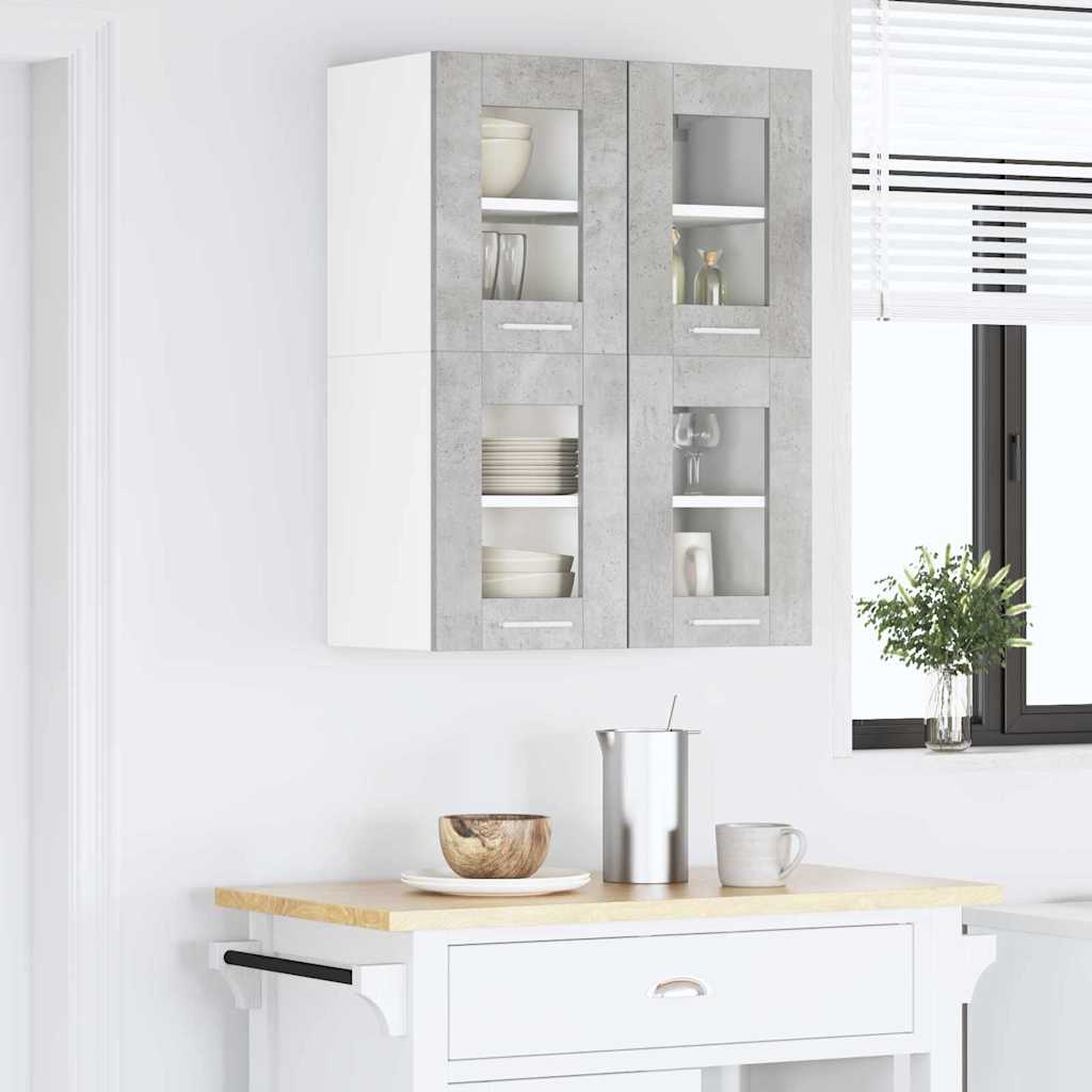vidaXL Hanging Cabinet with Door 2 pcs Concrete Grey 60 x 31 x 40 cm
