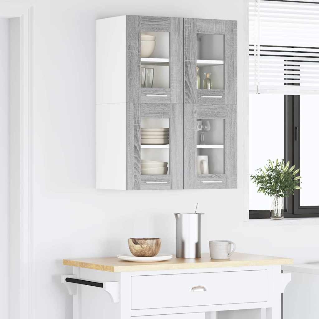 vidaXL Hanging Cabinet with Storage 2 pcs Grey Sonoma 60 x 31 x 40 cm