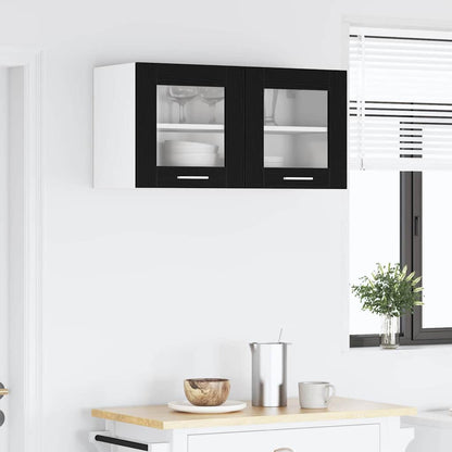 vidaXL Hanging Cabinet Black Oak and White 80 x 31 x 40 cm