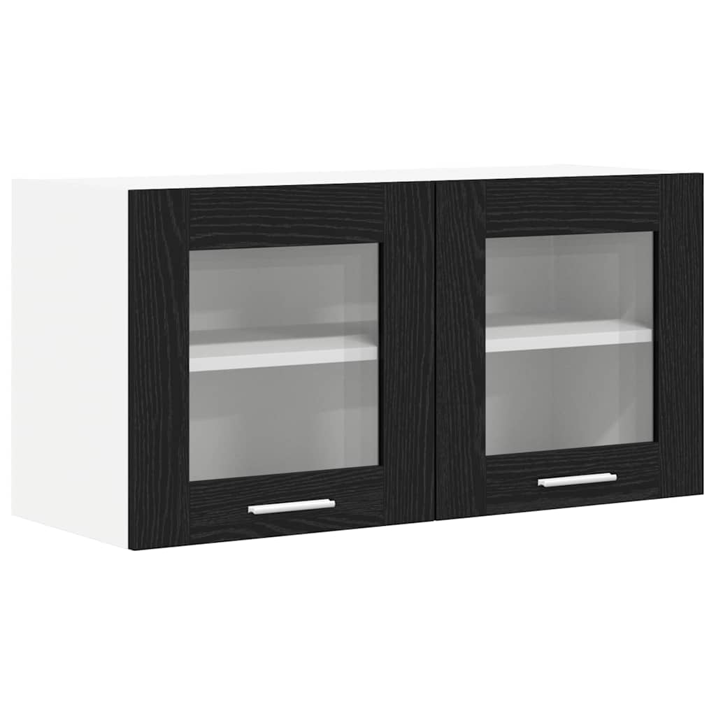 vidaXL Hanging Cabinet Black Oak and White 80 x 31 x 40 cm