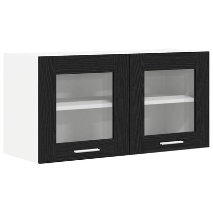 vidaXL Hanging Cabinet Black Oak and White 80 x 31 x 40 cm