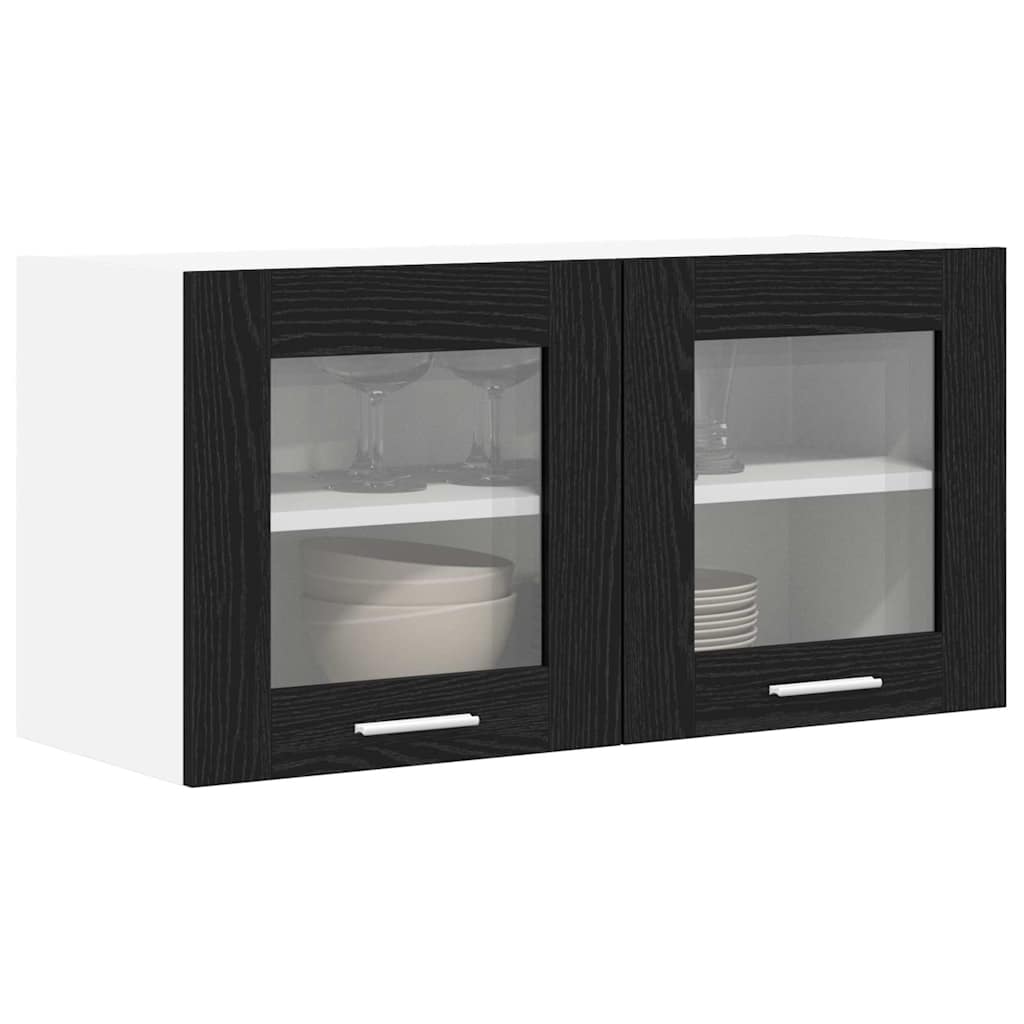 vidaXL Hanging Cabinet Black Oak and White 80 x 31 x 40 cm