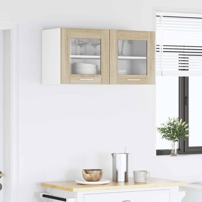vidaXL Hanging Cabinet Sonoma Oak and White 80 x 31 x 40 cm