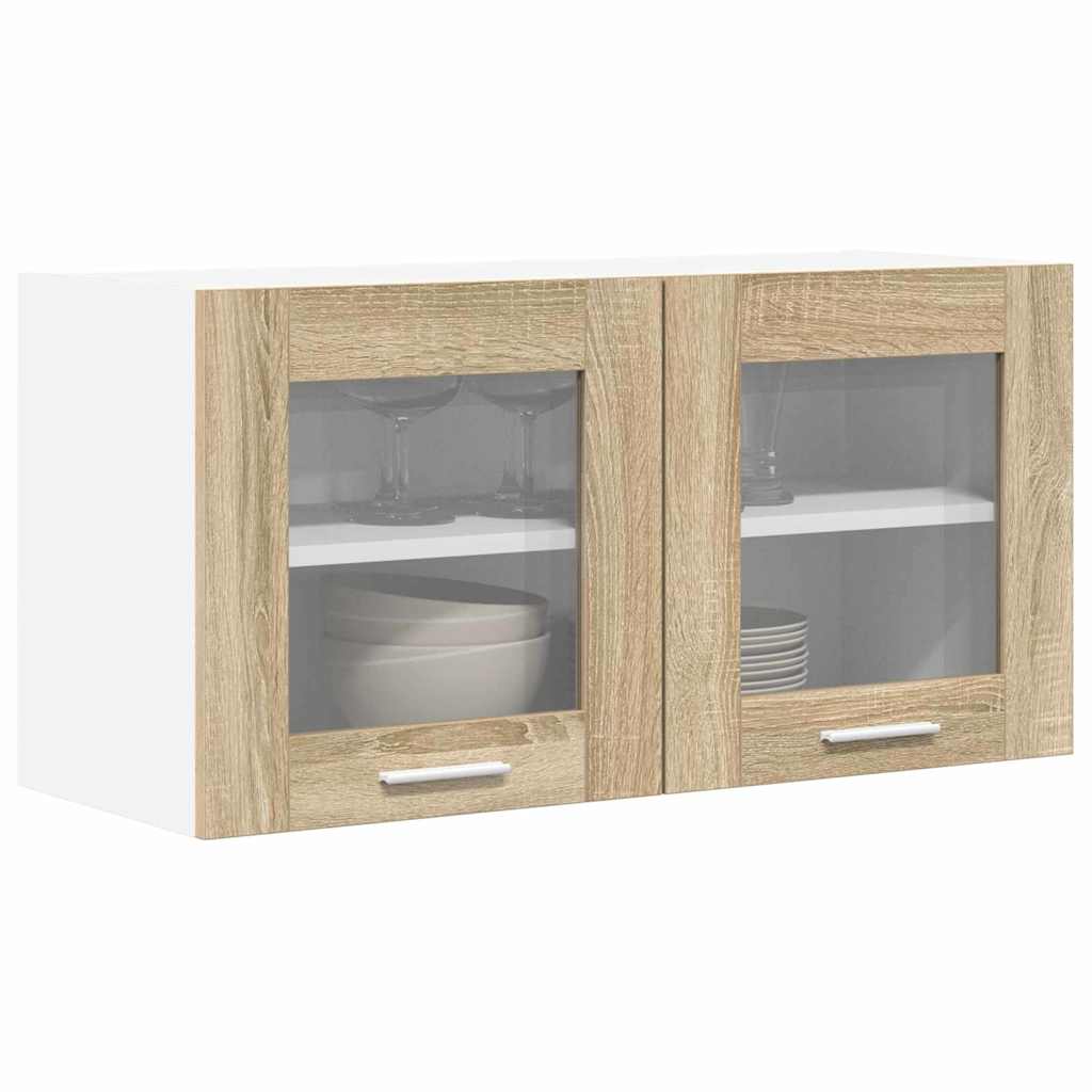 vidaXL Hanging Cabinet Sonoma Oak and White 80 x 31 x 40 cm