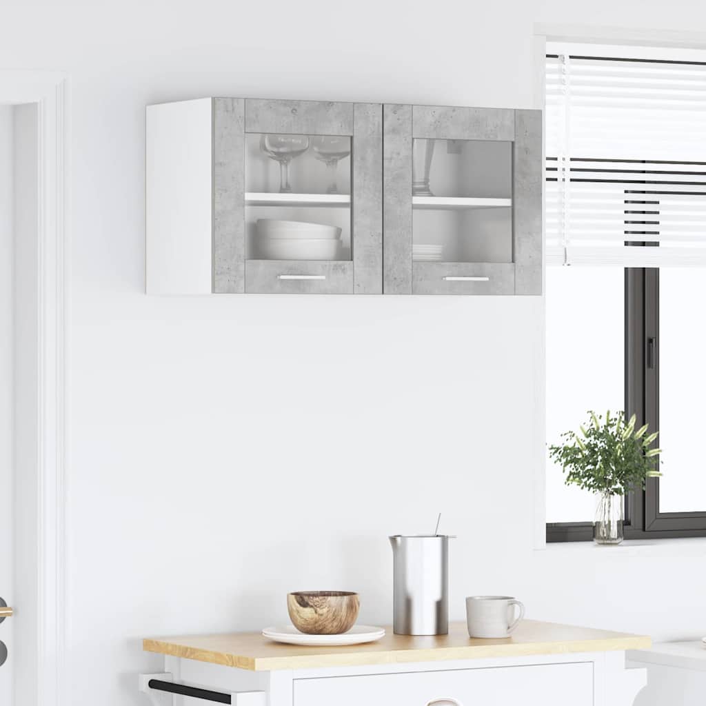 vidaXL Hanging Cabinet Concrete Grey and White 80 x 31 x 40 cm