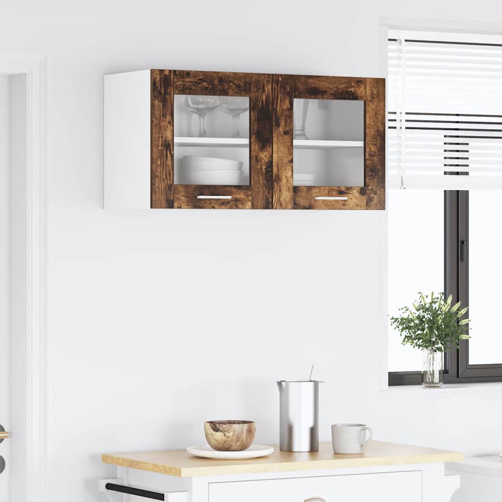 vidaXL Hanging Cabinet Smoked Oak and White 80 x 31 x 40 cm