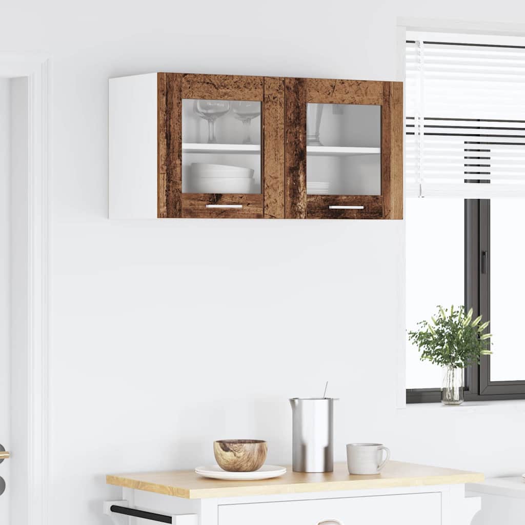 vidaXL Hanging Cabinet Old Wood and White 80 x 31 x 40 cm