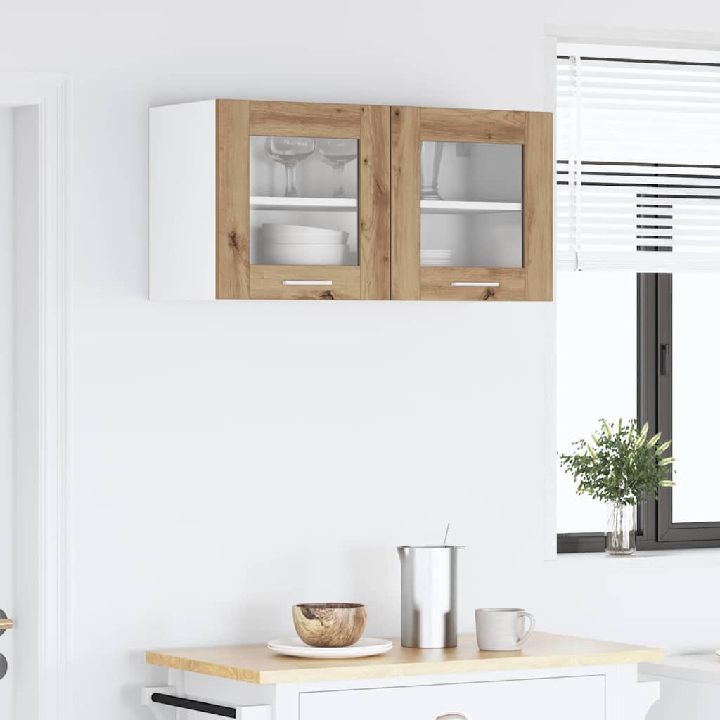 vidaXL Hanging Cabinet Artisan Oak and White 80 x 31 x 40 cm