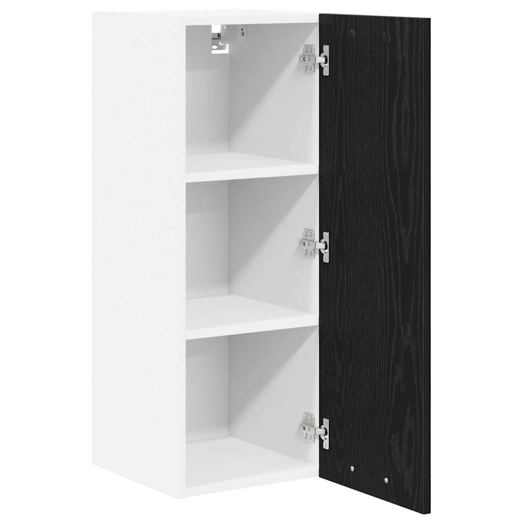 vidaXL Hanging Cabinet with Door Black Oak and White 30 x 31 x 80 cm