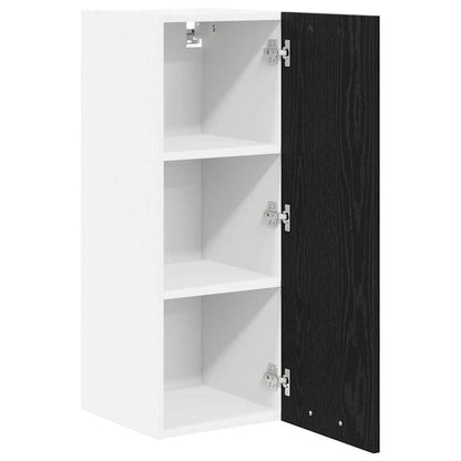 vidaXL Hanging Cabinet with Door Black Oak and White 30 x 31 x 80 cm