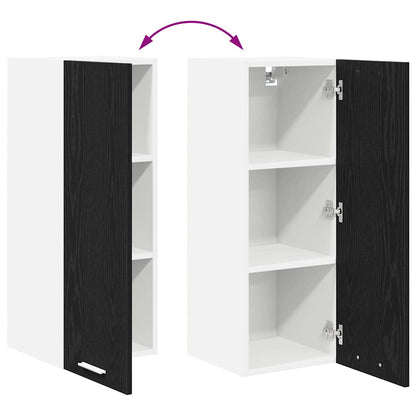 vidaXL Hanging Cabinet with Door Black Oak and White 30 x 31 x 80 cm