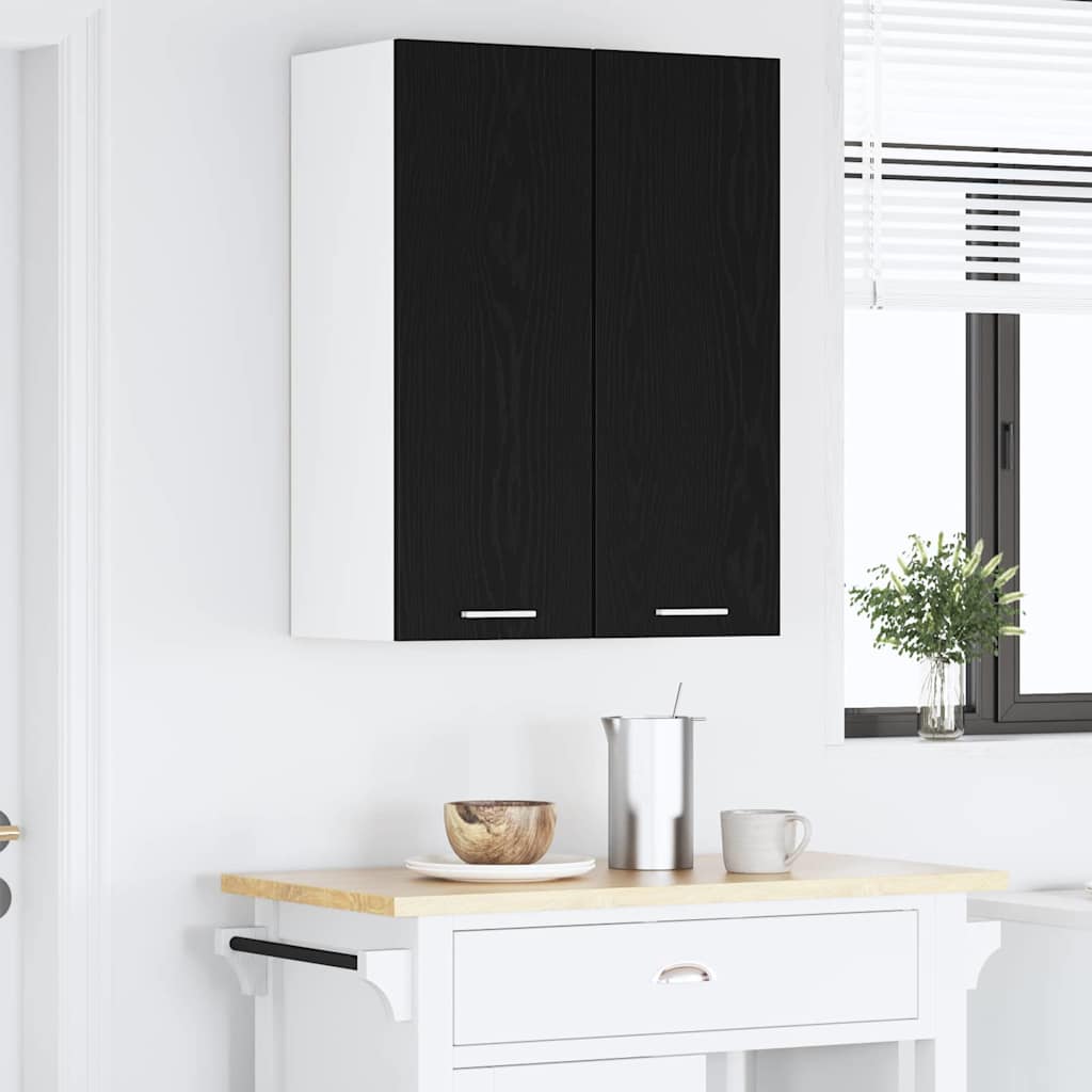 vidaXL Hanging Cabinet 2 pcs Black Oak and White 30 x 31 x 80 cm