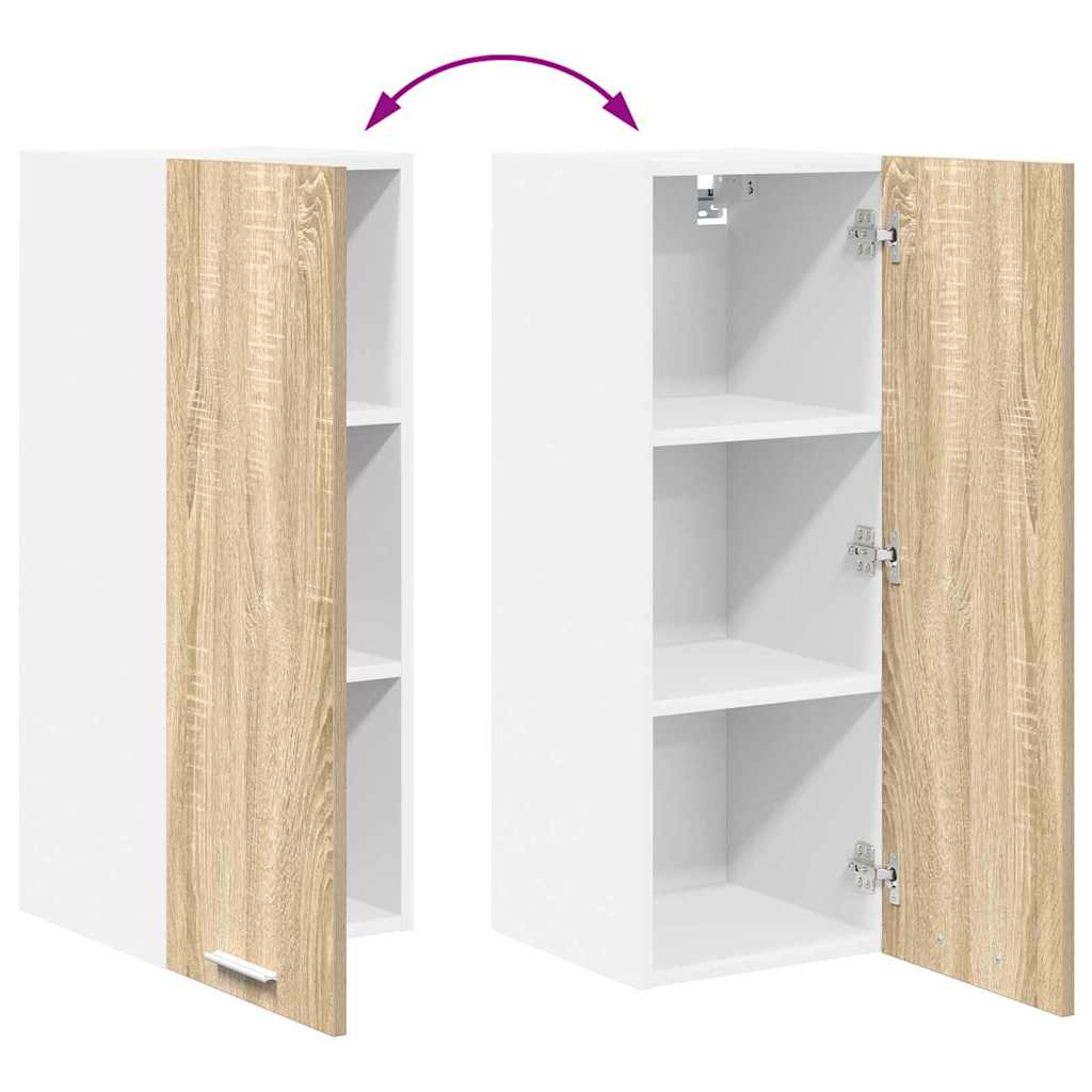 vidaXL Hanging Cabinet Sonoma Oak and White 30 x 31 x 80 cm
