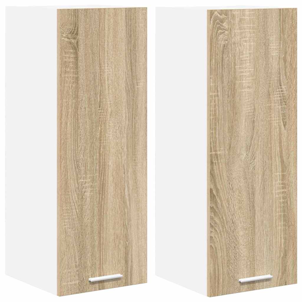vidaXL Hanging Cabinet 2 pcs Sonoma Oak and White 30 x 31 x 80 cm