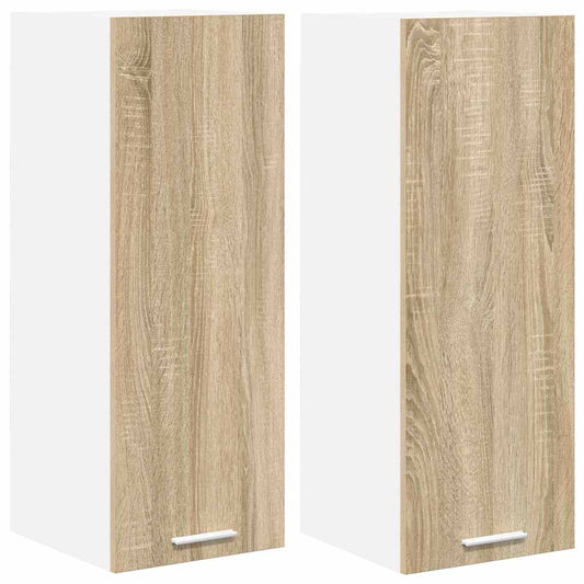 vidaXL Hanging Cabinet 2 pcs Sonoma Oak and White 30 x 31 x 80 cm