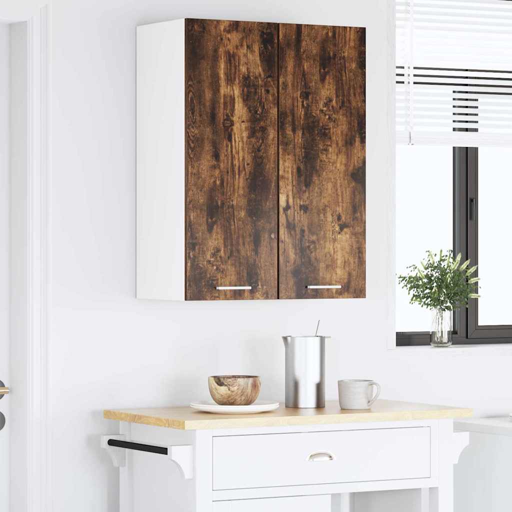 vidaXL Hanging Cabinet with Door Smoked Oak and White 30 x 31 x 80 cm
