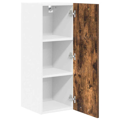 vidaXL Hanging Cabinet with Door Smoked Oak and White 30 x 31 x 80 cm