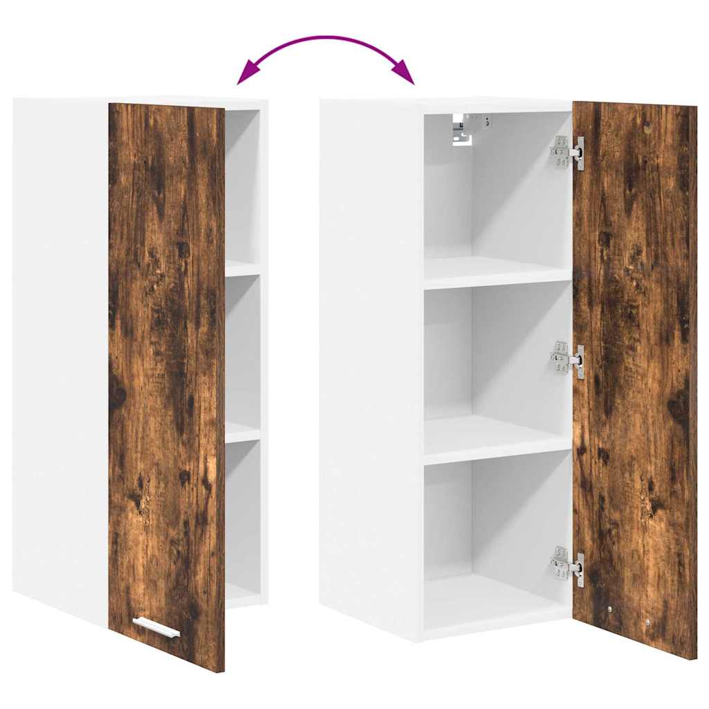 vidaXL Hanging Cabinet with Door Smoked Oak and White 30 x 31 x 80 cm
