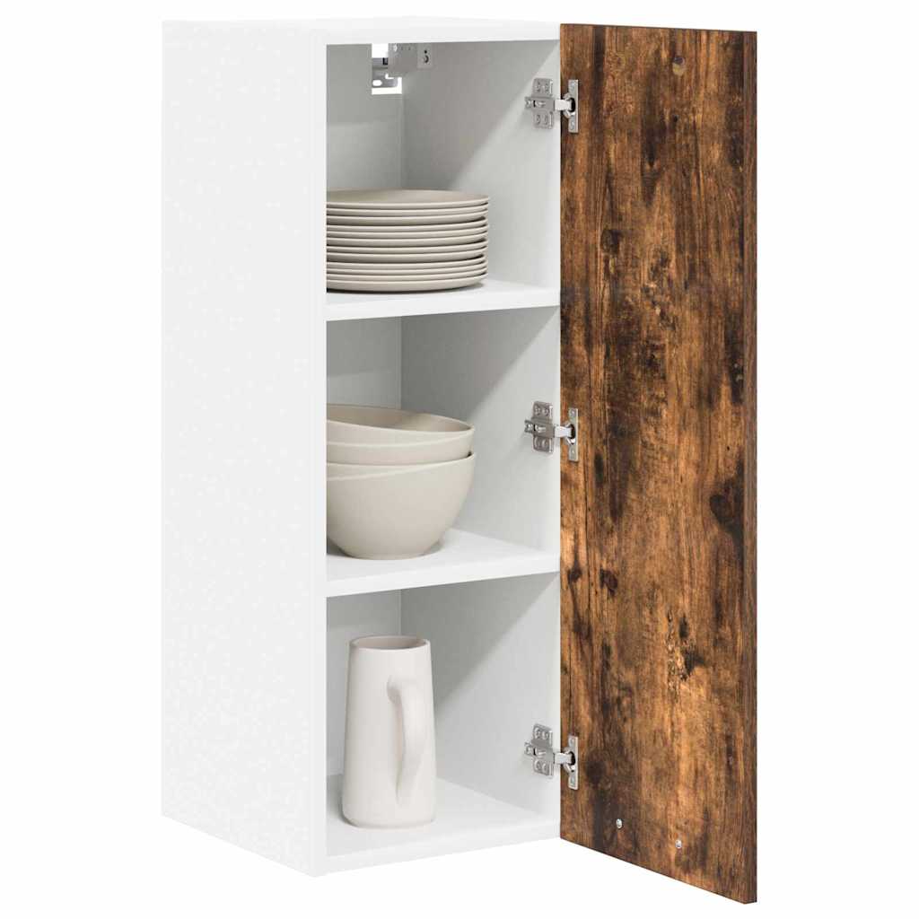 vidaXL Hanging Cabinet with Door Smoked Oak and White 30 x 31 x 80 cm