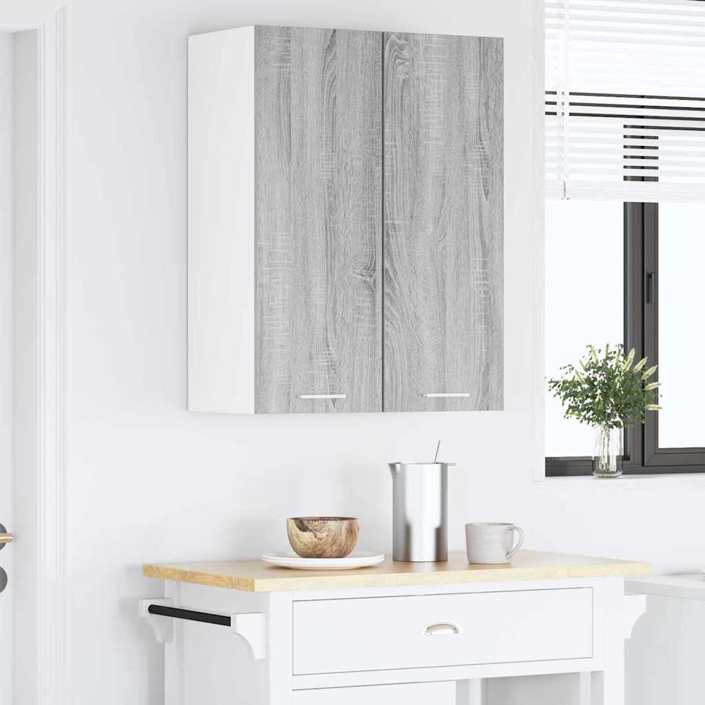 vidaXL Hanging Cabinet 2 pcs Grey Sonoma and White 30 x 31 x 80 cm