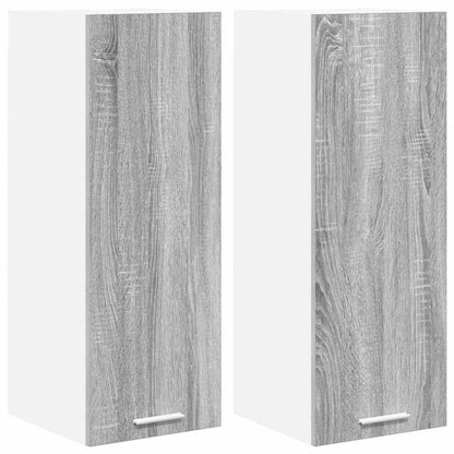 vidaXL Hanging Cabinet 2 pcs Grey Sonoma and White 30 x 31 x 80 cm