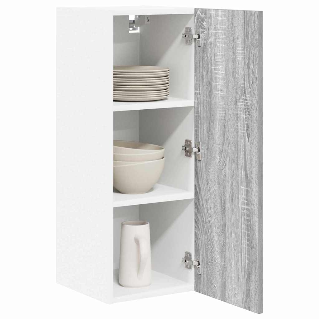 vidaXL Hanging Cabinet 2 pcs Grey Sonoma and White 30 x 31 x 80 cm